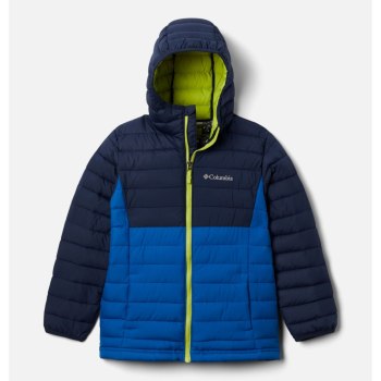 Columbia Powder Lite Hooded, Chamarras Azules Claro Azul Marino Para Niño | 268947-CPN